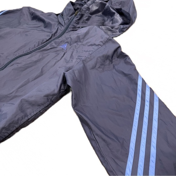 💨 Adidas Vintage Vented Windbreaker | Hidden Hood | Size Small | Navy | EUC - Picture 2 of 14